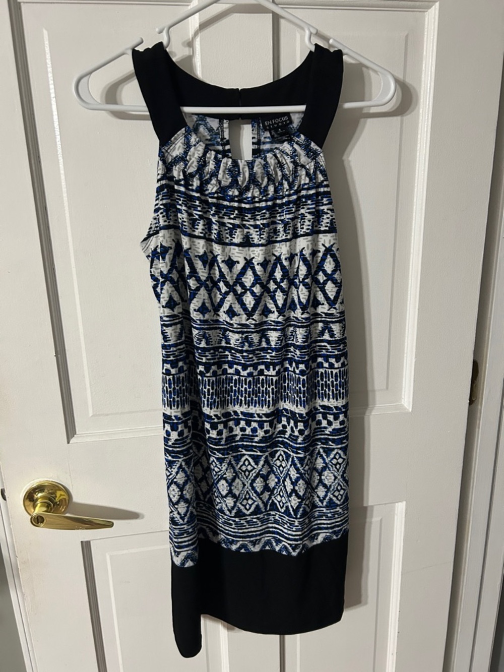 Enfocus Studio Navy and White Printed  Mini Dress